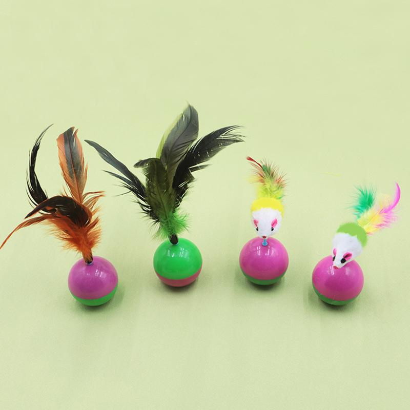 Natural feather plush mouse tumbler resistant to scratching and biting cats to relieve boredom toys and pet supplies
