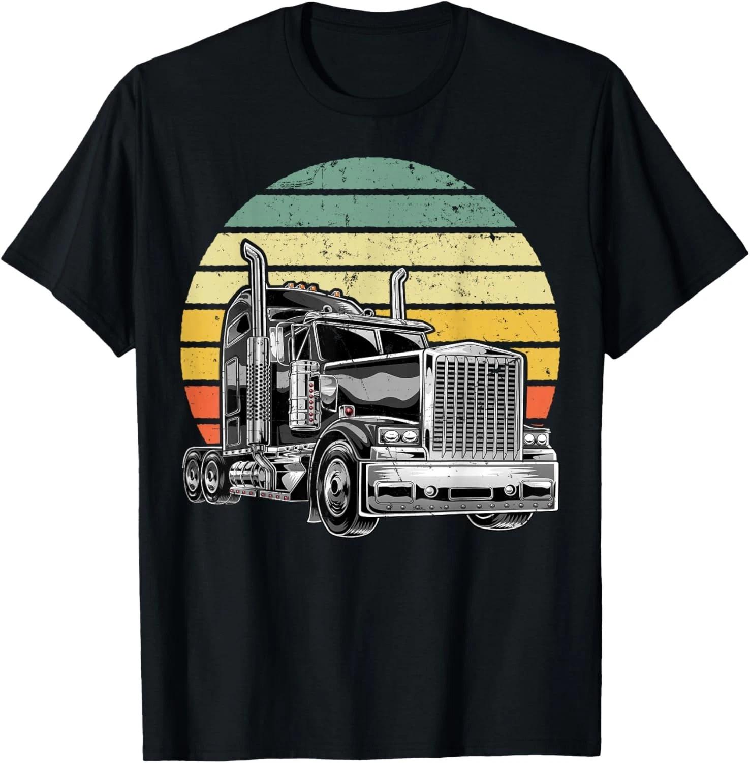 

Retro Vintage Trucker Big Rig Semi-Trailer Truck Driver Gift T-Shirt S