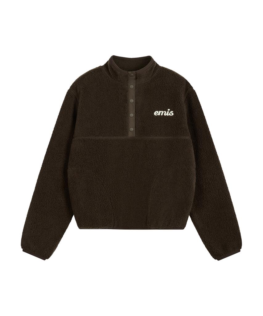 Imiseu (W) Half Neck Fleece Top-Brown