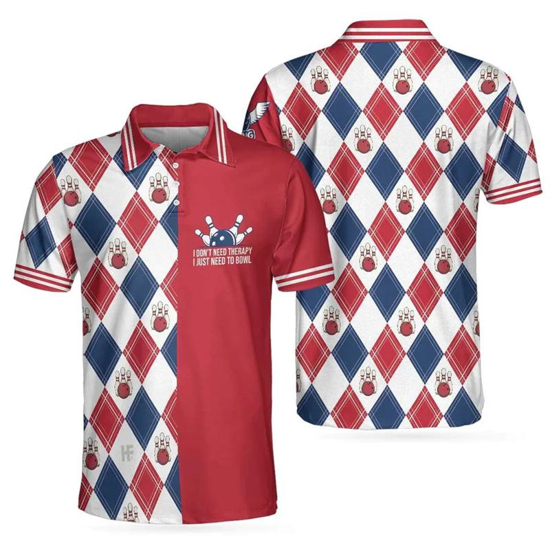 3D Print Bowling Ball Polo Shirts For Men Ninepins Player Pattern Short Sleeves Fashion Casual Sport Street Tops Oversized Tees
