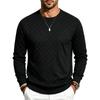 Men S Checkerboard Jacquard Crew Neck Long Sleeve Knit Pullover Sweater