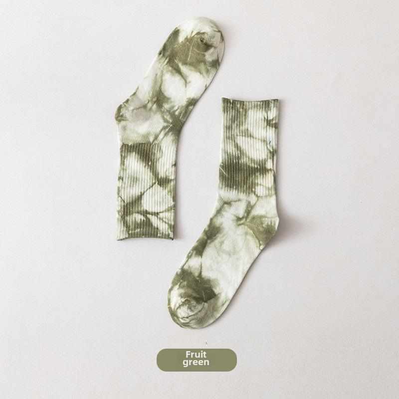 Gradient Tie-Dye Mid-Tube Cotton Socks - Women's Street Fashion & Sport Trend