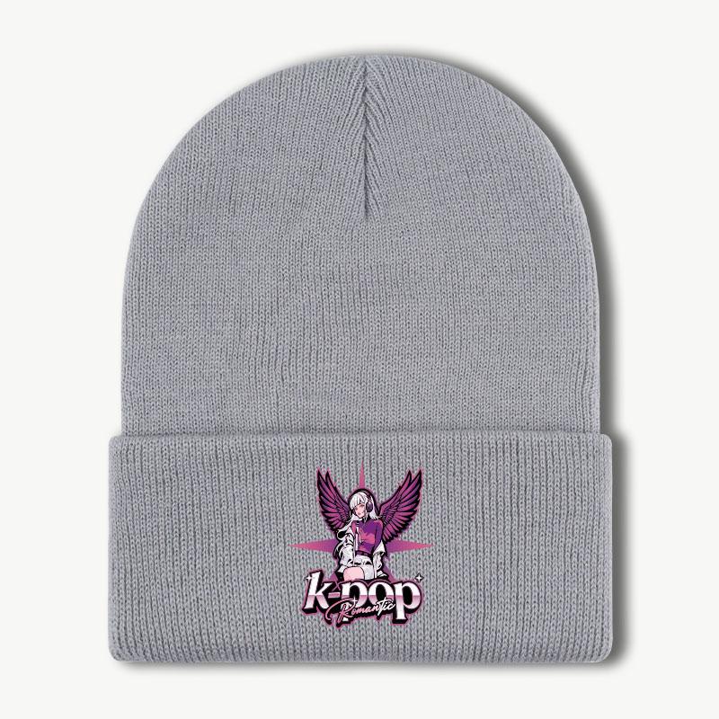 

MLFO Brand Kpop Printed Knit Beanie Soft Warm Comfortable Stretchy Fit Trendy Korean Wave Style EyeCatching Fashion Unisex