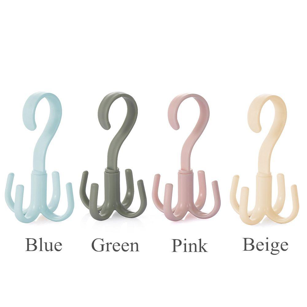 Shelf Storage Storage Hook Tie Holder 4 Hook Multifunction Rotating Four-claw Hook Plastic Hanger