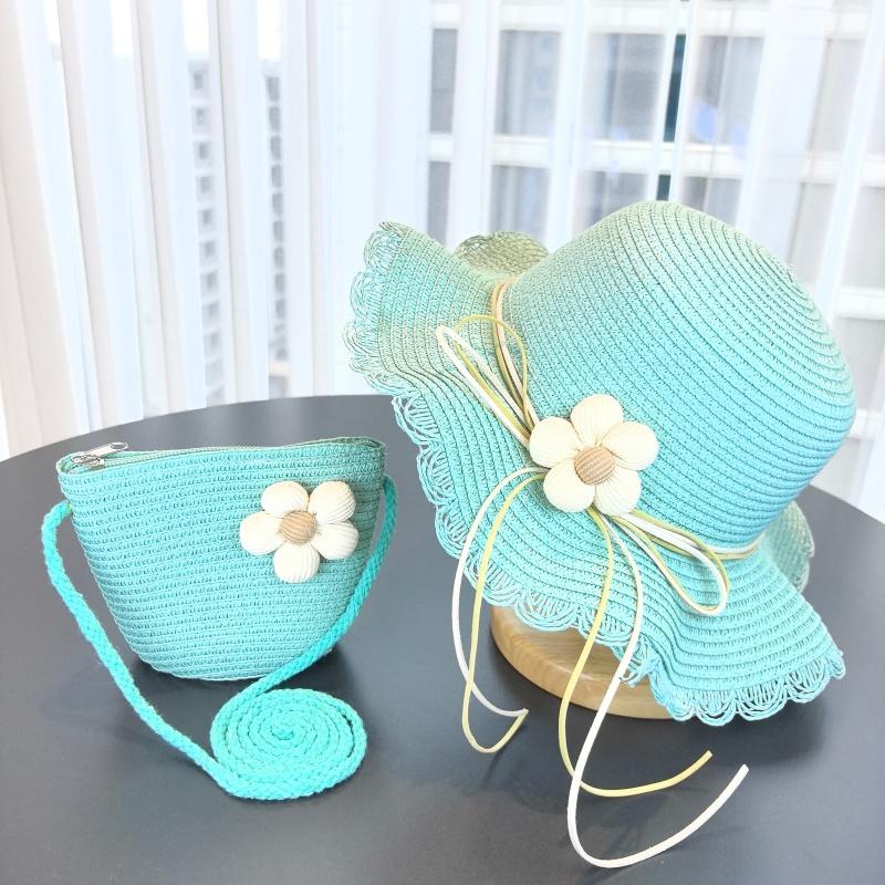 Sun hat + handbag set (2-piece) - Suitable for little girls' outdoor fisherman hats. straw hat sombreros de mujer