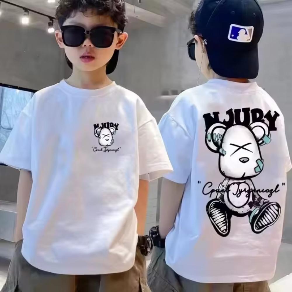 Summer street wear boy's T-shirt cool graffiti print girl's T-shirt short sleeved children's top high-quality children's clothing