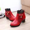 Autumn and Winter Martin Boots, High-heeled Women's Short Boots, Thick-heeled Ankle Boots, Sexy Lace Round Toe Women's Shoes
