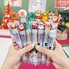 Christmas Multicolor Ballpoint Pens Plastic Retractable Fine Point Pens with Holiday Charms, 10-Color Inks for Office, Workplace