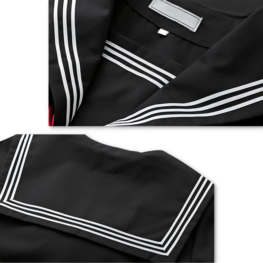 Bubu Ohana Langermet Sjømannsuniform Topp og Underdelssett med Plissert Mini Cosplay Halloween Event Kostyme med Settstørrelse L Størrelse Skjørt, Uniform,