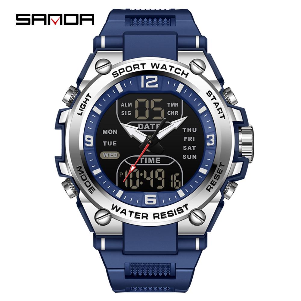 SANDA SD6252 Student Watch For Outdoor Sports Multifunctional Waterproof Should Be LED Men's Electronic Clock