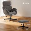 Swivel Armchair with Footstool, Height-Adjustable Accent Chair with Adjustable Headrest, Rocking Function, Grey