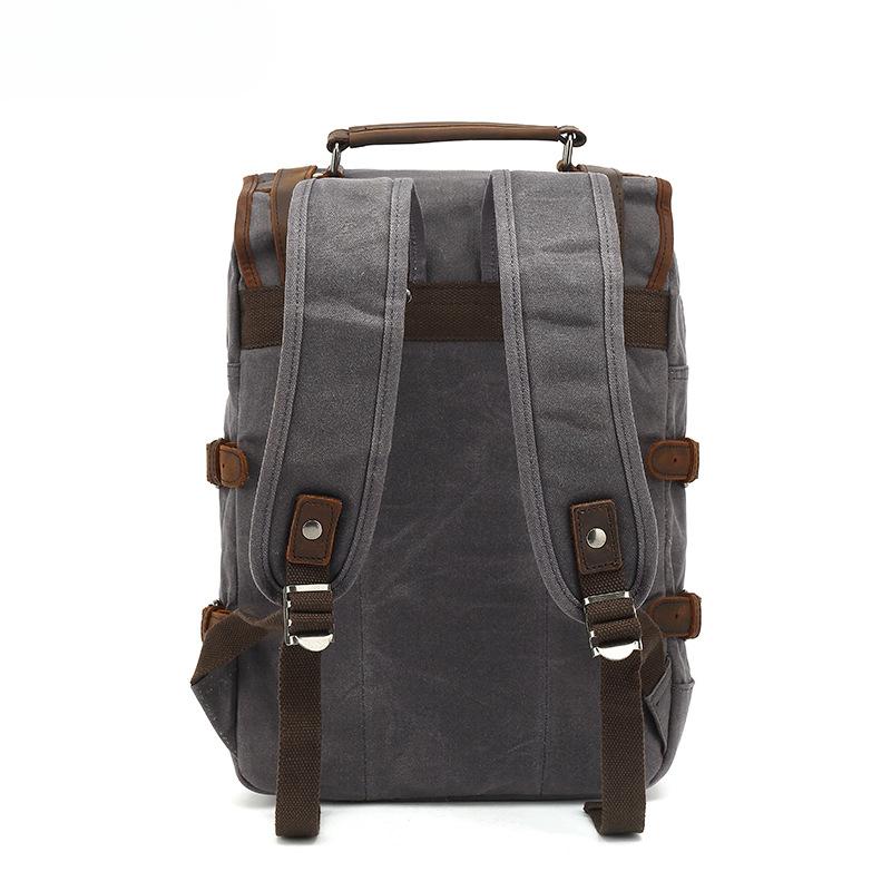 Backpack Men's Vintage Shoulder Travel Bag with Crazy Horse Skin Student Travel Bag Oil Wax Waterproof