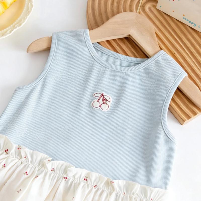 Girls Summer Thin Vest Cherry Print Top Baby Toddler Sweet Cute T-shirt Kids Sleeveless Blouse Children Clothes