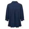 Women Lace Button Turn Down Collar Middle Sleeve Color T-Shirt Top Blouse