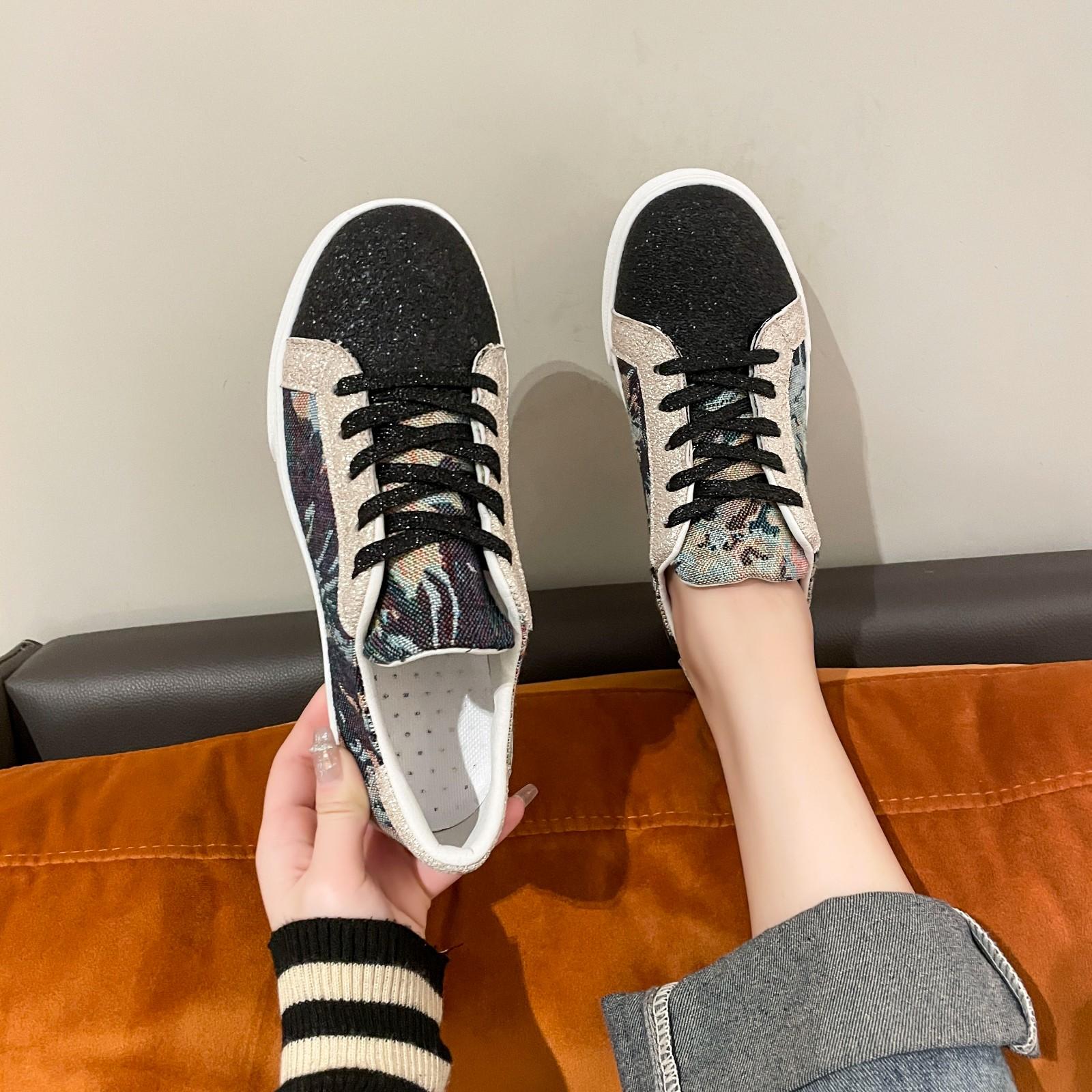 

Женская ретро и модная спортивная обувь с круглым носком и неглубокой горловиной, вулканизированные одинарные туфли с манжетами Zapatos De Mujer 41 чёрный