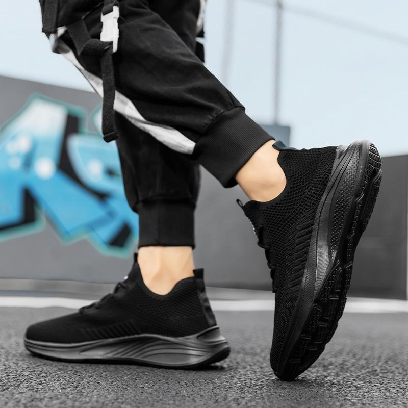 Laufschuhe Damen Dicksohlige Bequeme Schnürschuhe Sportschuhe Herren Leicht Atmungsaktiv Rutschfest Mesh-Schuhe Herren