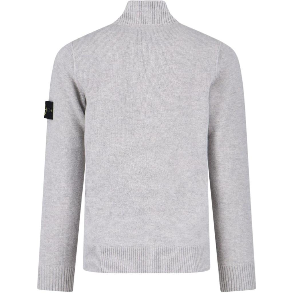 Stone Island Solid Color Half-Zip Stand Collar Wool Knit Sweater Unisex sweater Gray K2S155100040S00A3-V0M64