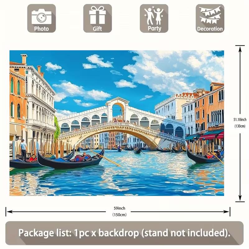 Arazzo Canal Grande di Venezia, Ponte di Rialto e Gondole Sfondo Stampato 2D per Decorazioni per la Casa a Tema Viaggio