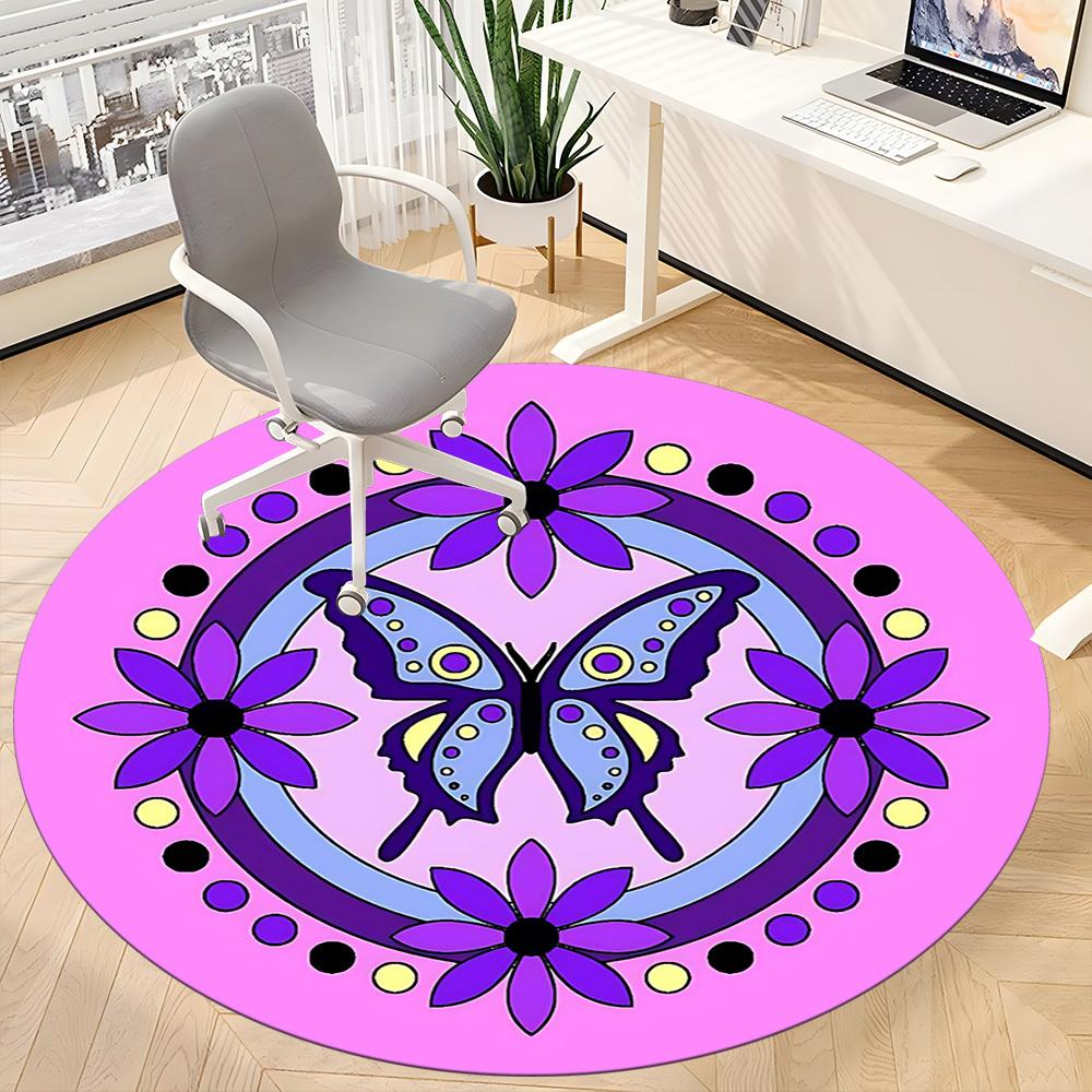 1pc Butterfly Mandala Chair Carpet for Office, Soft and Durable Office Rug for Interior Decoration, Perfect for Office yy251227090