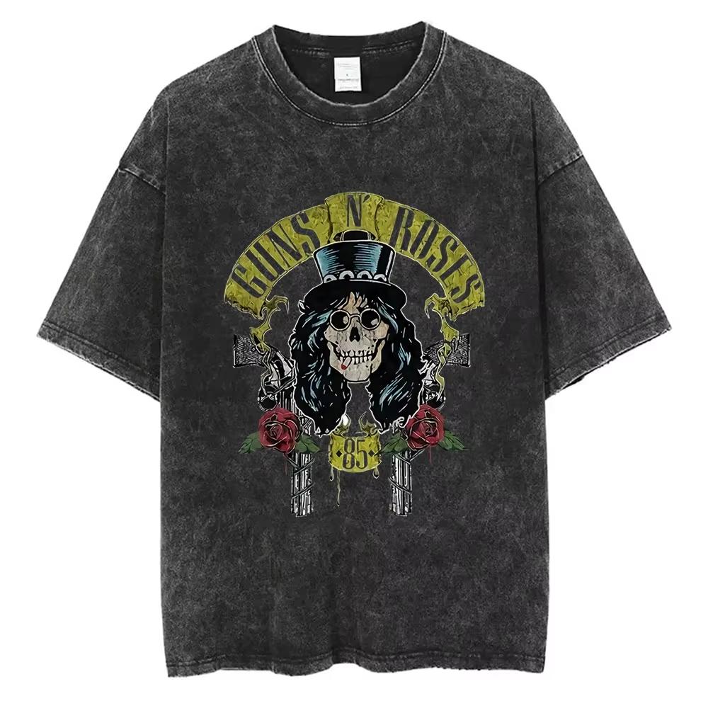New Arrival Mens Clothes Tee Shirt Homme Graphic TShirts Men Tshirt for Men Ropa Hombre Guns N Roses Slash Washed Vintage S