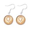 Coffee Latte Carving Love Heart Art Drop Earrings Chocolate Printing Flower Charm Jewelry For Women Gift Wholesale