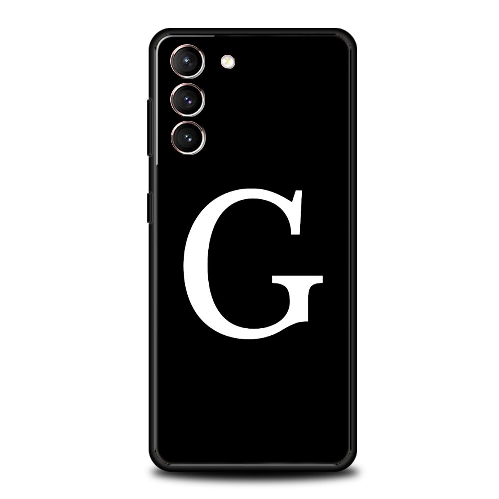 Initial Letter A Z Phone Case For Samsung Galaxy S26 Ultra S25 Plus S24 FE S23 S22 5G S21 S20 Cover Black Soft