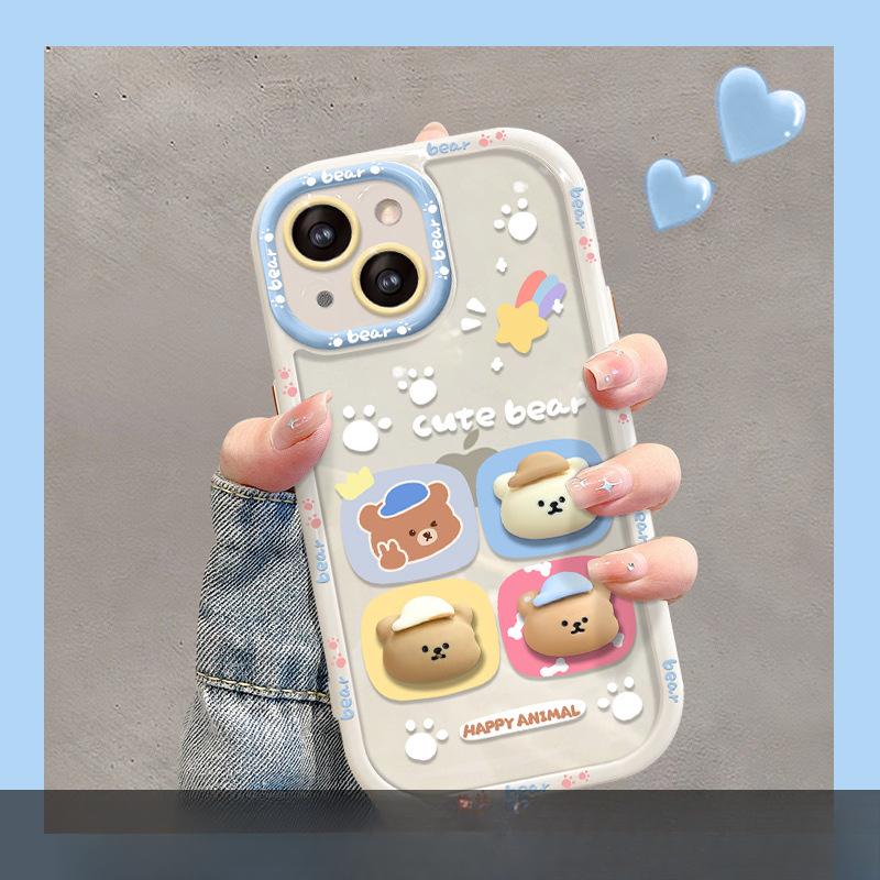 

Подходит для чехла для мобильного телефона Apple 14promax iPhone 13 Полная защита от падения 12 Силиконовый милый кулон в виде куклы-медвежонка iPhone SE (second generation)