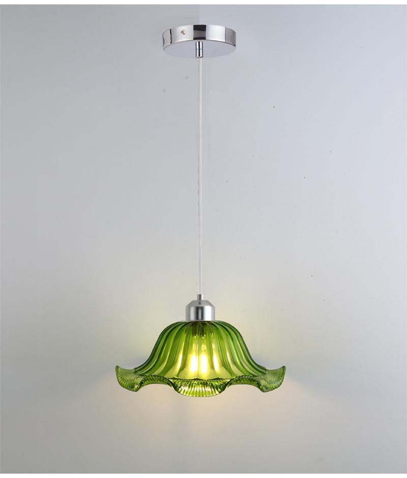 Green Glass Pendant Lamp Retro Drifting Window Bedhead Clothing Store Bar Creative LED Chandelier Home Decor Light Hanging Room