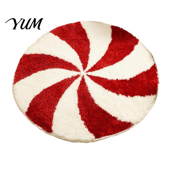 Thickened Cozy Mat Round Christmas Rug, 39" Imitation Cashmere Santa Snowflake Pattern, Holiday Party Floor Covering Area Rug for Home Living