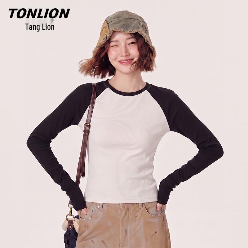 TonLion Women's Slim-Fit Color-Block Long-Sleeve T-Shirt