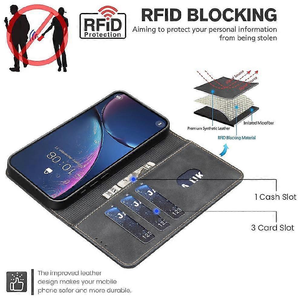 Funda tipo libro para Realme 16 Pro Plus con bloqueo RFID, color sólido de negocios, funda tipo cartera, tarjetero, soporte plegable, a prueba de golpes