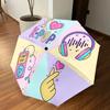 1PC K-pop I Love K-pop Automatic Open/Close Umbrella with Windproof, 8-Rib Sturdy Canopy, Durable Ribs, Fashionable Design, Outdoor Accessory, Fun Pri