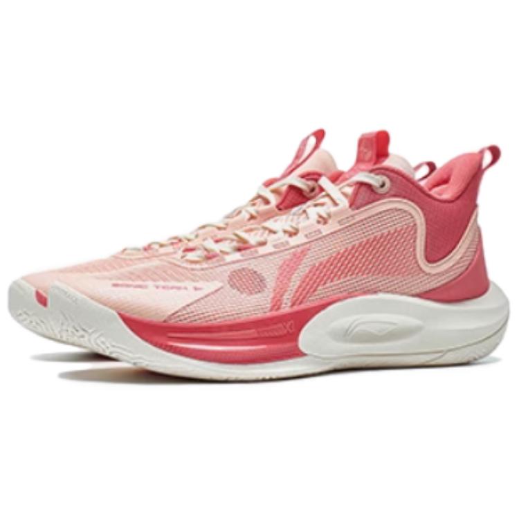 Li Ning Sonic Team Cny Tlumící Odolné Středně Vysoké Basketbalové Boty Pánské tenisky Broskvově Oranžová Korálově Růžová ABPT057-3