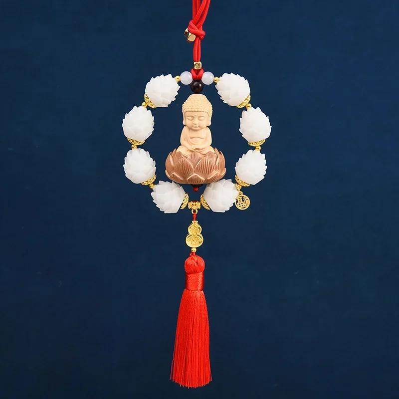 תליון שיאופו עץ הואנגיאנגמו לתלייה ברכב, בודהי לוטוס, מוצרים דקורטיביים למראה אחורית