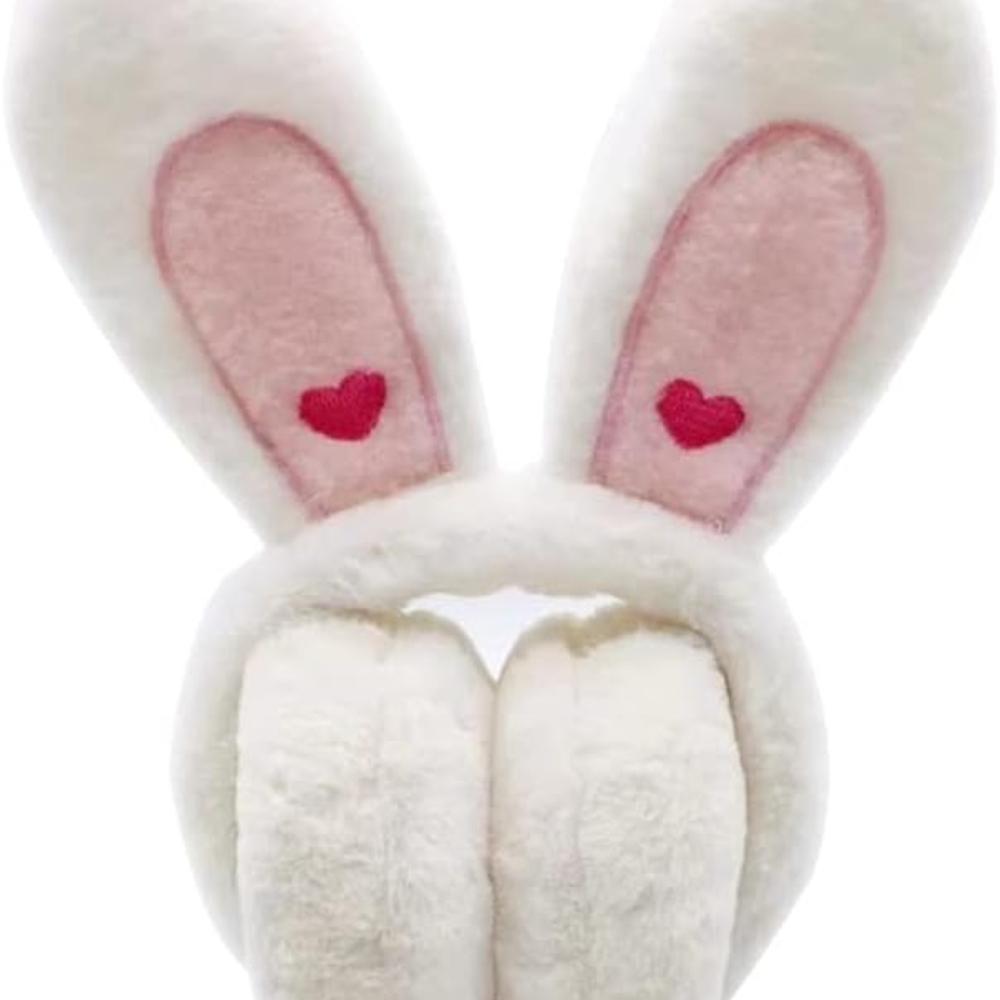 Cute Bunny - Ears Foldable Ear Muffs for Women & Girls - Winter Warm Fluffy Ear Covers
