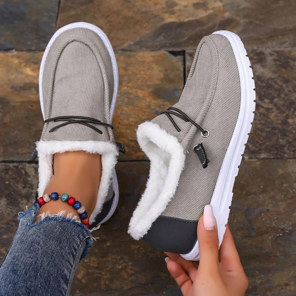 Fashion Winter Cotton Shoes for Women Keep Warm Flats Shoe Simple Trend Women Shoes Slip-on Shoes Women Sneaker
