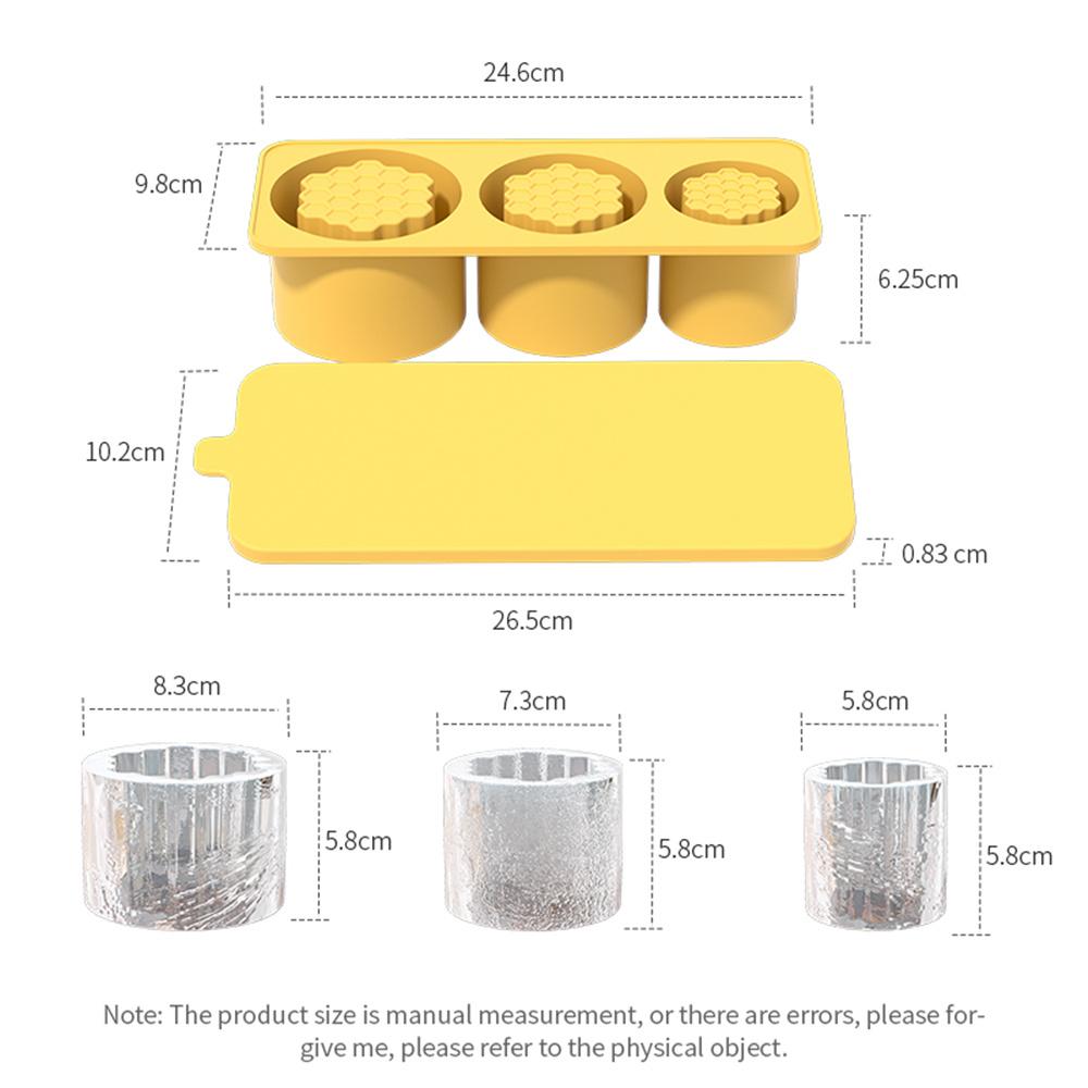 Ice Cube Tray for 20-30oz Stanley Cup Silicone Ice Mold With Lid for Making 3 Hollow Cylinder Cooling Coffee and Drinks