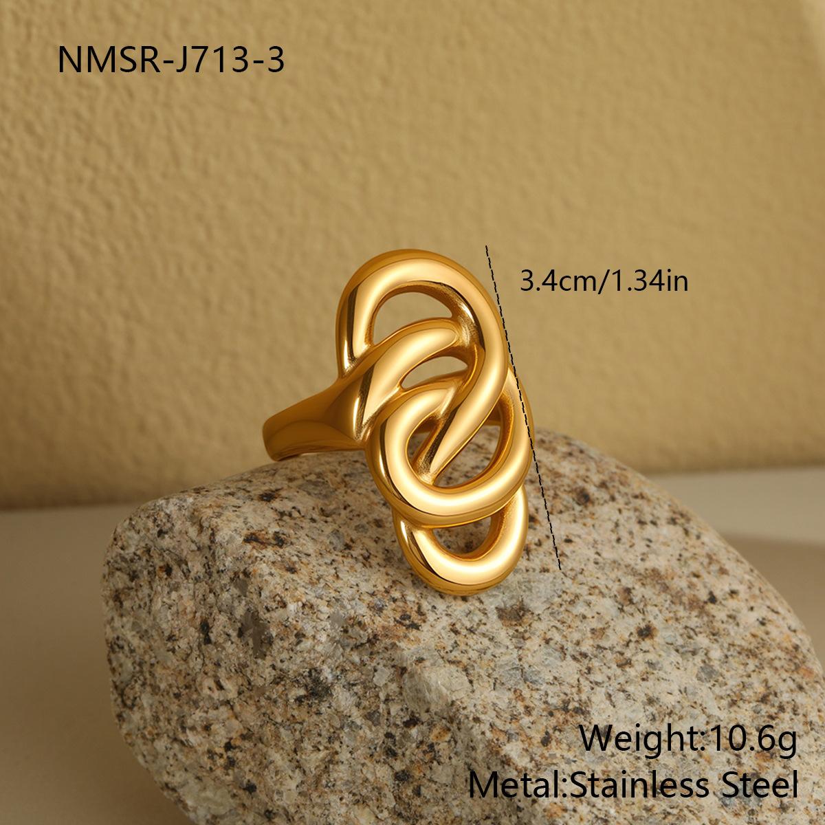 GEMCHIC Women s Stainless Steel Open Tiger Eye Stone Geometric Hollow Ring