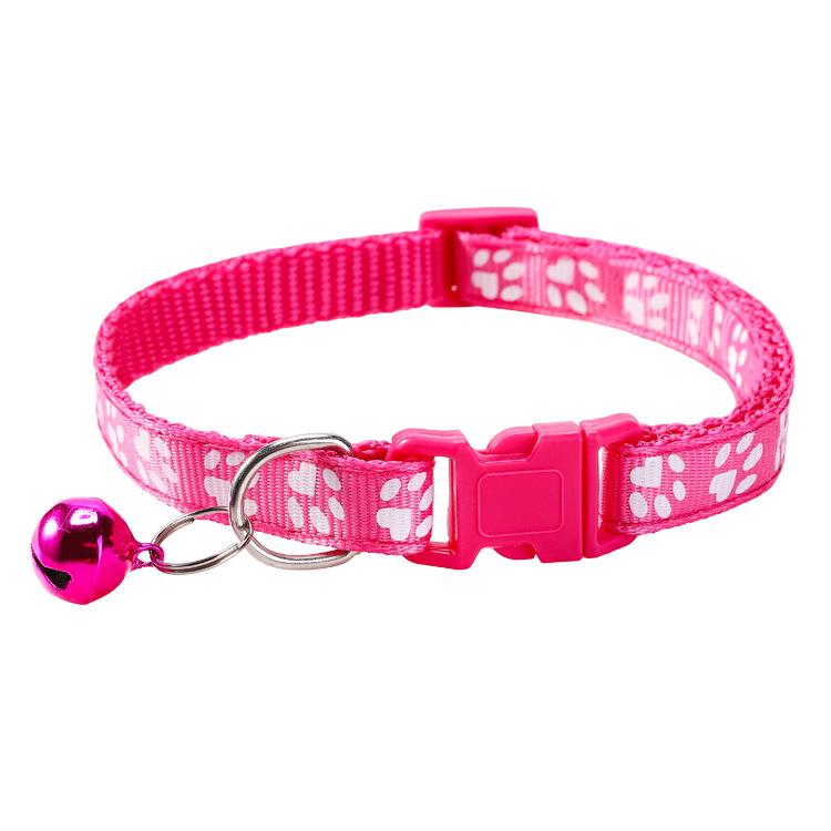 Paw Print Pet Collar with Bell, Multiple Colors Available