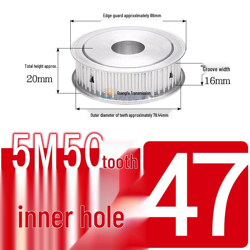 Dual-Sided Flat Timing Pulley: 5M50 Teeth, Width Options 11/16/21/27AF, Bore Size 8-30.