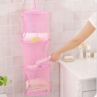 3 fächer Hängen Tasche Nützliche Mesh Tuch Faltbare Organizer Lagerung Korb für Hause