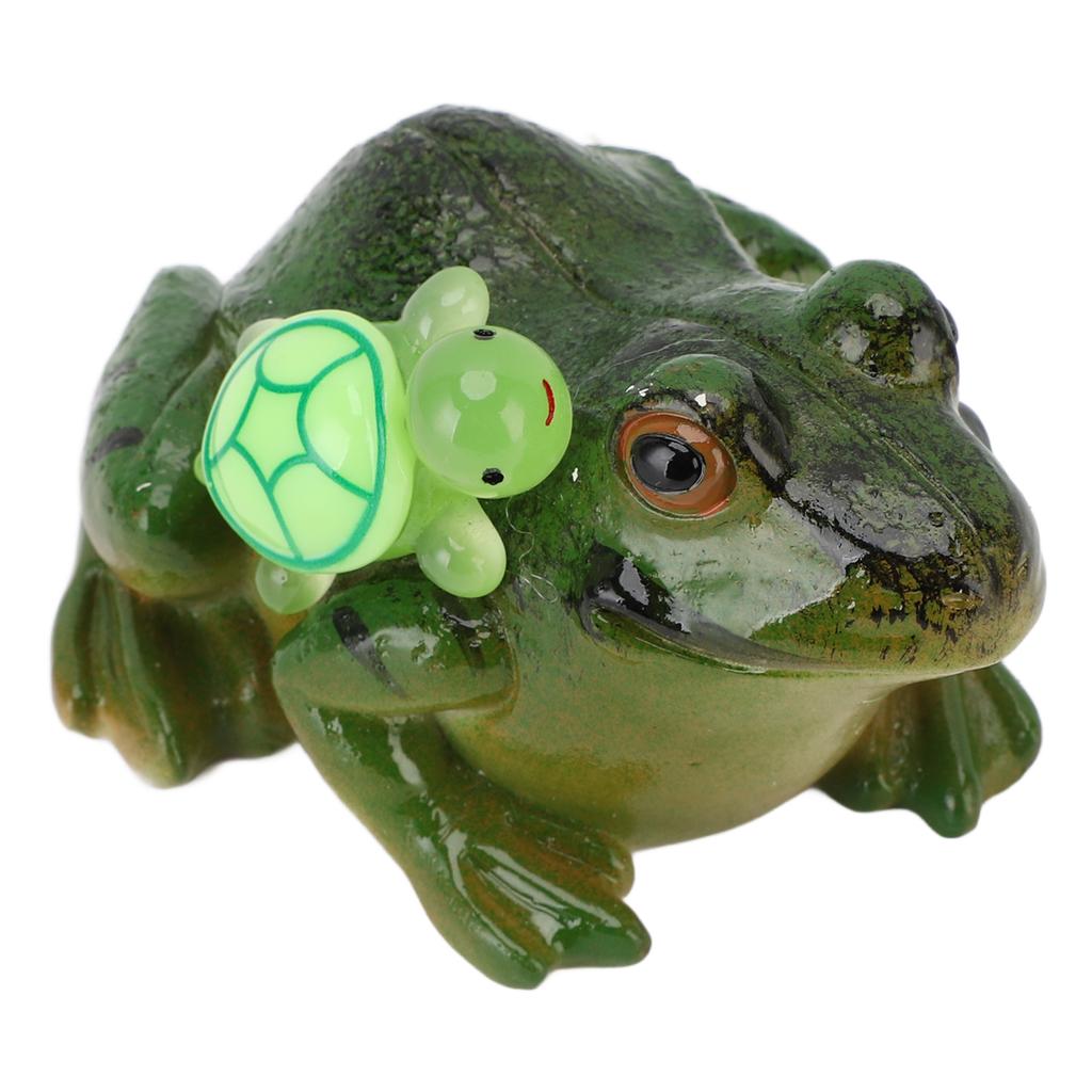 Žabí figurka Roztomilá Zábavná Pryskyřičná Žába se Želvou Socha pro Patio Zahradní Ornament