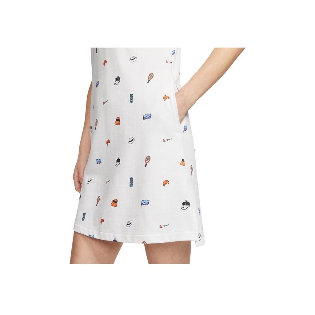 Nike Dri-Fit Cartoon Print Casual Short Sleeve Dress Women Dresses White Jewel-Orange CT2945-100
