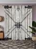 Country Style Barn Door Design Black Metal Decorative Curtain-Rod Pocket Blackout Curtain Panel for Home Decoration