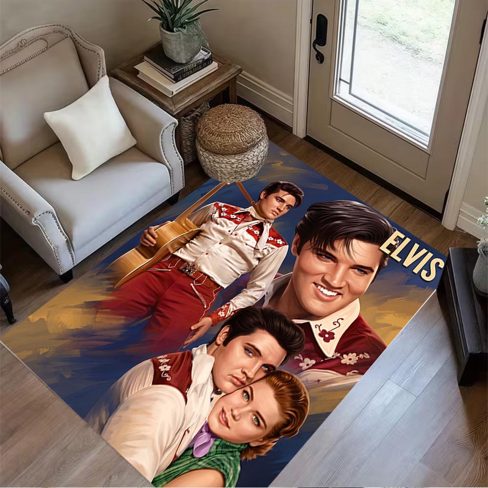 Elvis Presley Performance Carpet Design for Hallway Foyer Living Rooms Kitchen Anti-slip Rug Anime Office Decor Perfect Gift for Friends & Family