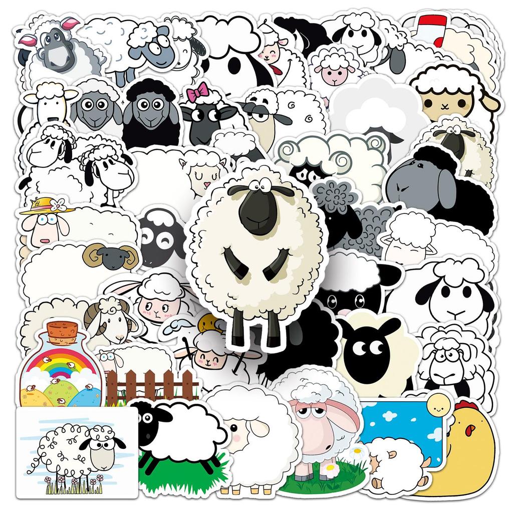 50 Little Sheep Graffiti Cartoon Animal Stickers – Cute DIY Creative for Skateboards & Suitcases