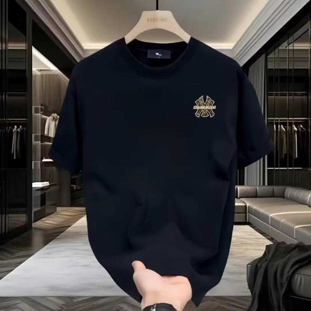 Men's printed T-shirt 100% cotton simple men's clothes printed T-shirt with all the fashion brand loose T-shirt 2025 summer