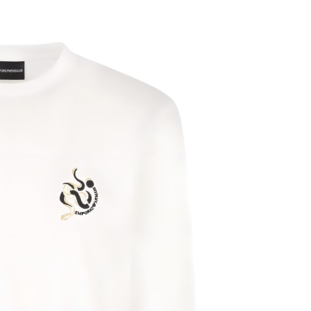 Emporio Armani FW24 Snake Year Limited Edition Animal Pattern Printed Long Sleeve T-Shirt Men Tops White EM001703-AF10017-U0003
