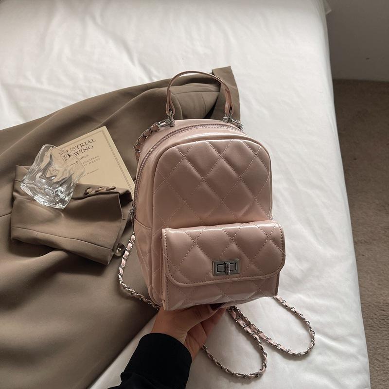 2025 Summer This Year Popular Fashion Small Fragrant Texture Portable Small Backpack Diamond Chain Daily Backpack