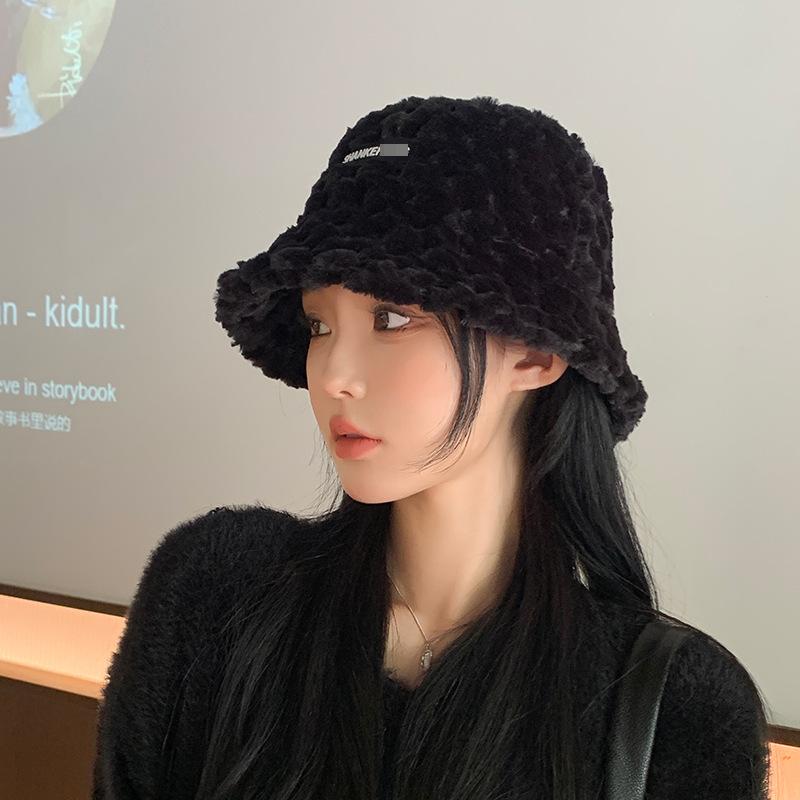 כובע דייג סתיו וחורף לנשים כובע סרוג גרסה קוריאנית מתוקה כובע פנאי חיצוני